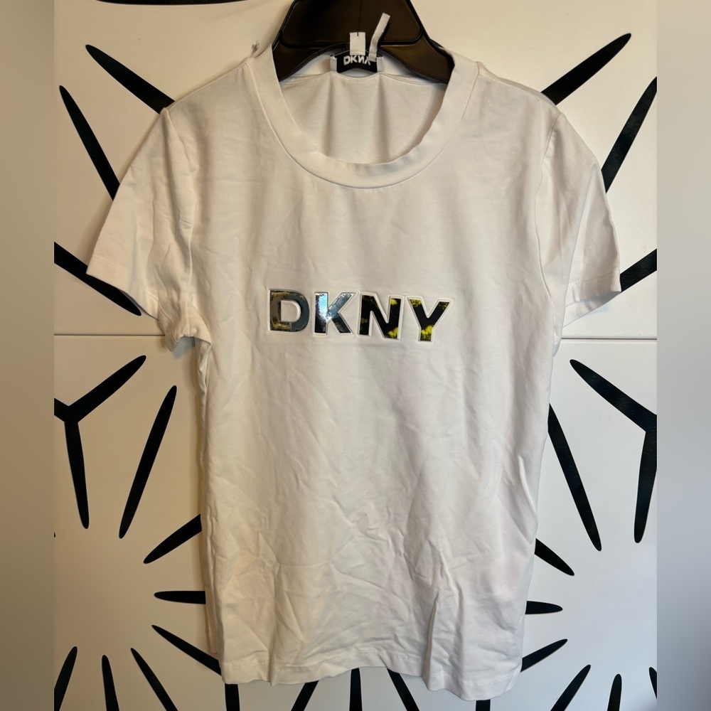 DKNY Women’s Cotton Stretch Logo Tee – White XS NWT